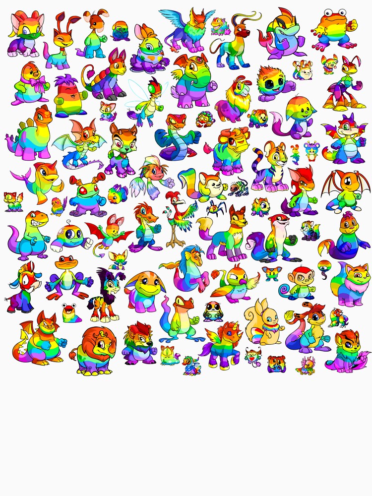 "Rainbow Neopets Collage" T-shirt by honeydtrk | Redbubble