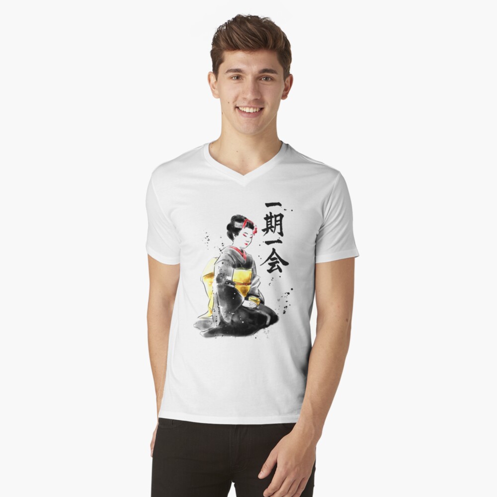 Vista previa del artículo con la obra «Camiseta de cuello en V», diseñado y vendido por Yoteformo.