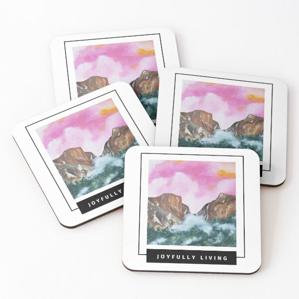 Item preview, Joyfully Living Affirmation Inspirational Quote with Acrylic Painting of Yosemite Valley   designed and sold by ArianaDagan.