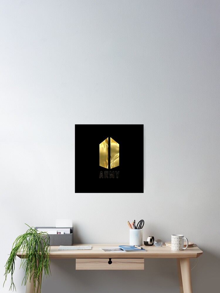 Bts Army Wings Logo Liquid Gold K Pop Merch Rm Suga J Hope V Jin Jimin Jungkook Poster By Vane22april Redbubble