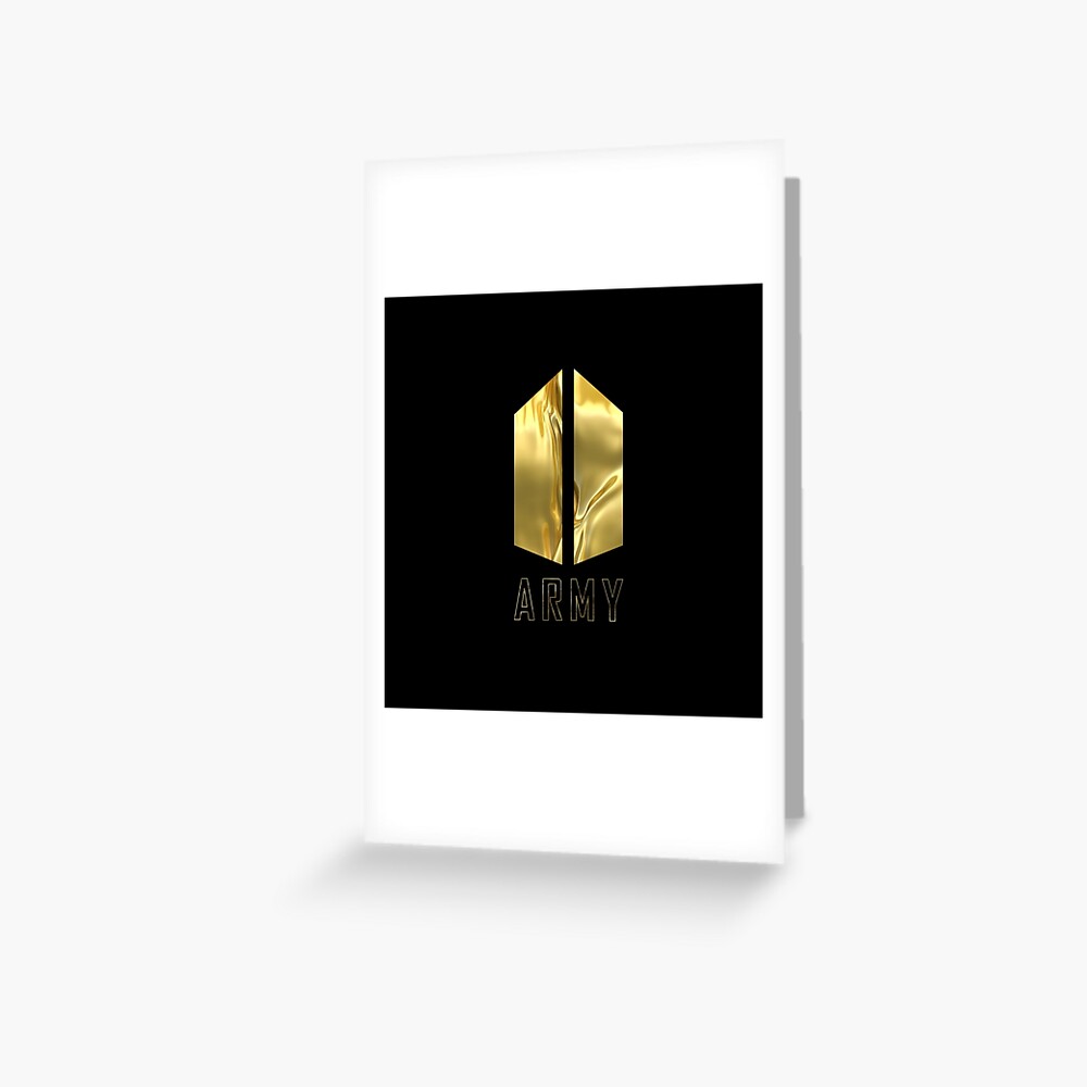 Bts Army Wings Logo Liquid Gold K Pop Merch Rm Suga J Hope V Jin Jimin Jungkook Greeting Card By Vane22april Redbubble