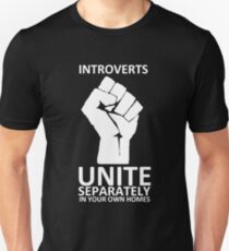 Camiseta unisex Introverts Unite (blanco en la oscuridad)