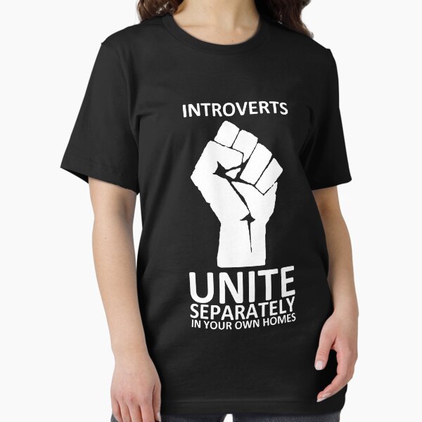 Aperçu de l'œuvre Introverts Unite (blanc sur noir) créée et vendue par pocketsoup.