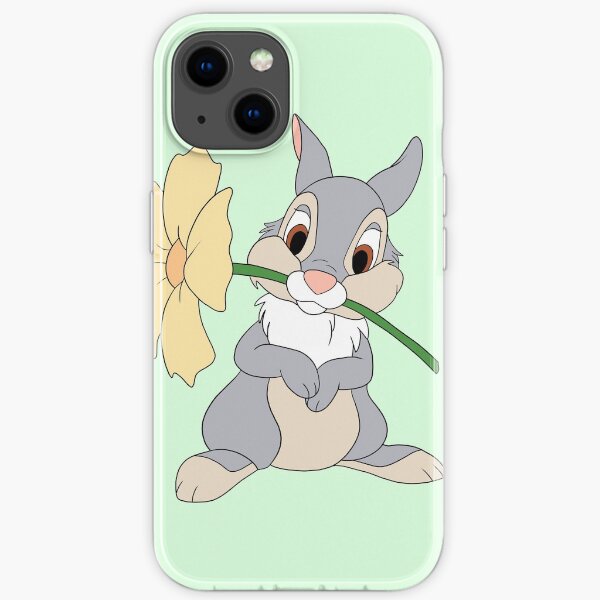 cute bunny with flower in its mouth iPhone Soft Case