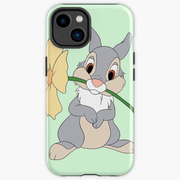 cute bunny with flower in its mouth iPhone Tough Case