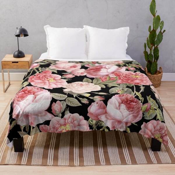 Item preview, Pink Vintage Roses on Black Botanical Night Garden NightGarden  designed and sold by UtArt.