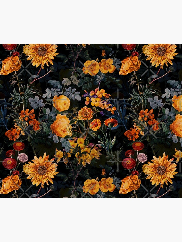 Vintage Botanical Golden Night Garden by UtArt