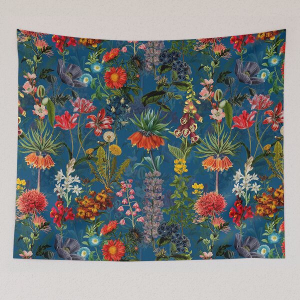 Item preview, Vintage Blue Springflower Meadow Botanical Night Garden designed and sold by UtArt.