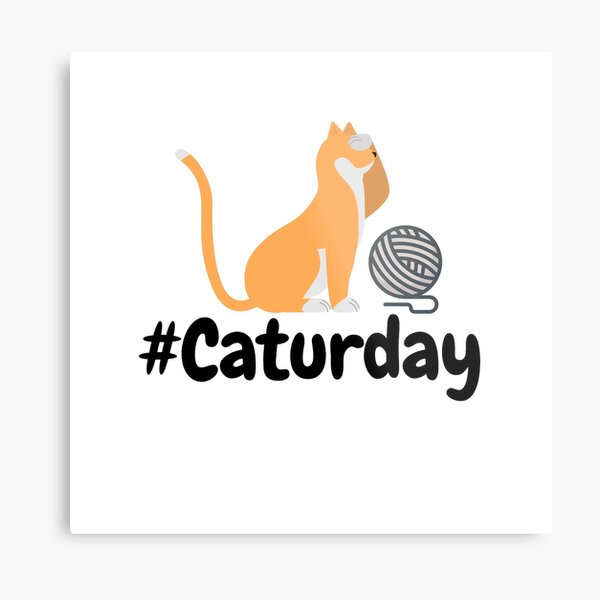 Cat with Wool Roll - Catuday #Caturday Metal Print