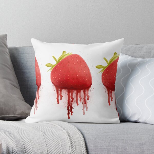 Dripping Strawberry Throw Pillow