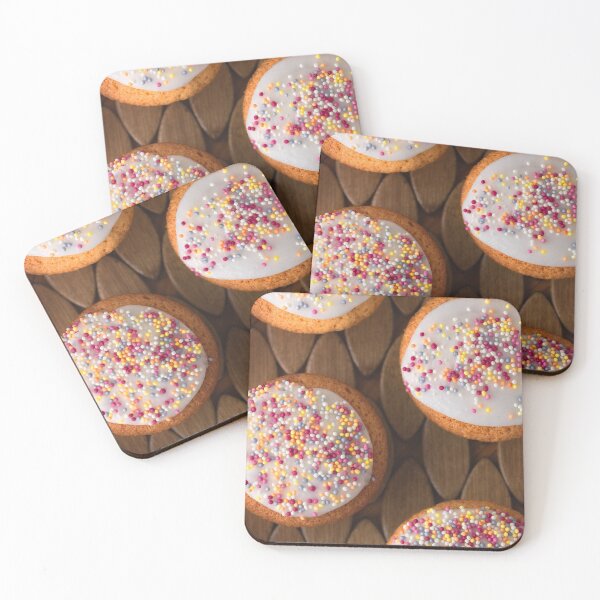 Item preview, Iced Fairy Cakes on a wooden background designed and sold by Karrakunga.