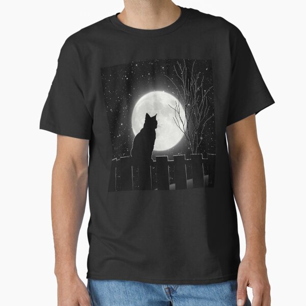 Item preview, Silent night Cat looking at the full moon designed and sold by Glimmersmith.