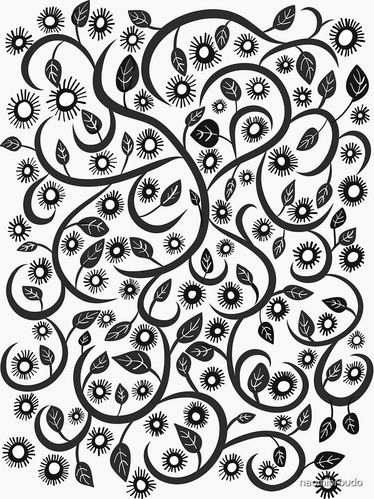 "Black and White vines" Sticker for Sale by naomibroudo Redbubble