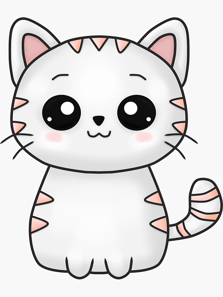 Kawaii Cat Sticker By Sagalaga Redbubble