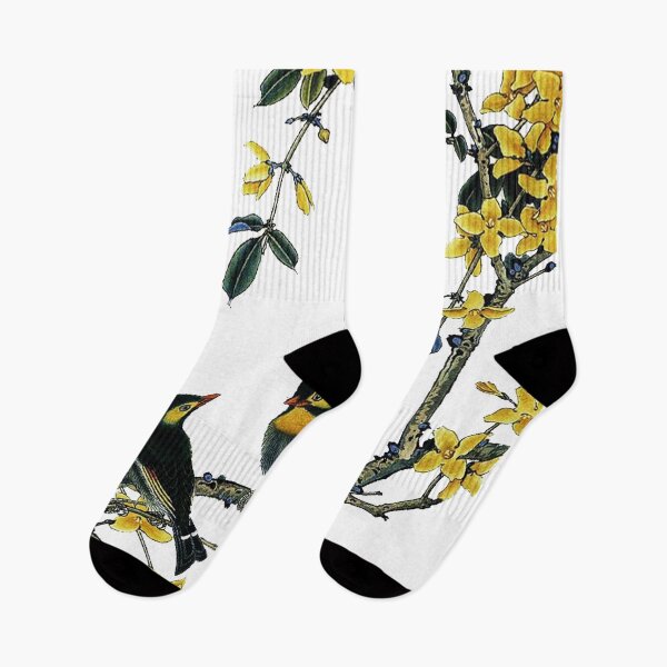 Item preview, Chinese Art Print - Birds on Branch with Yellow Flowers with Calligraphy - Happiness designed and sold by Kallandra.