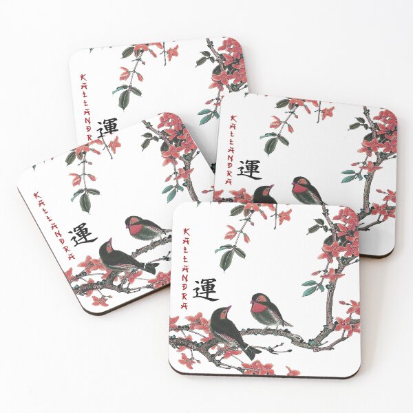 Item preview, Chinese Art Print - Birds on Branch with Red Flowers with Calligraphy - Happiness designed and sold by Kallandra.