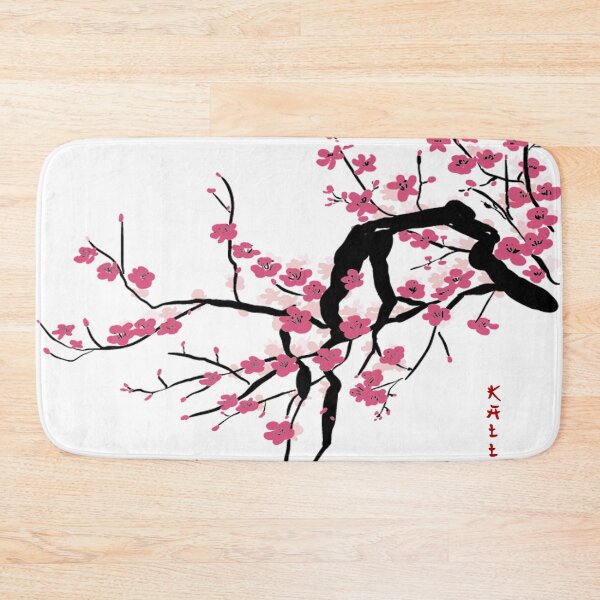 Item preview, Chinese art print - branch with pink plum blossoms with calligraphy - luck designed and sold by Kallandra.