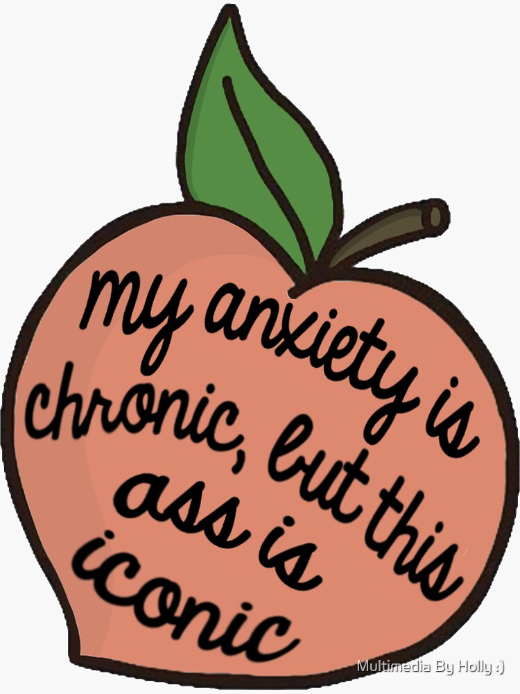 Thumbnail 3 of 3, Sticker, anxiety peach designed and sold by hollyu16.