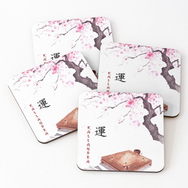 Item preview, Chinese ink painting - landscape with go game with calligraphy - happiness designed and sold by Kallandra.