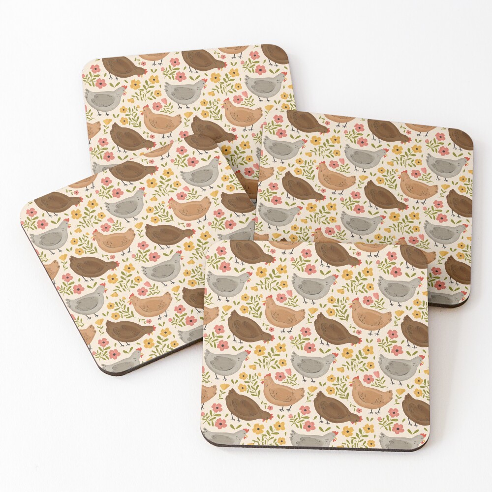 Springtime Chickens Coasters (Set of 4)