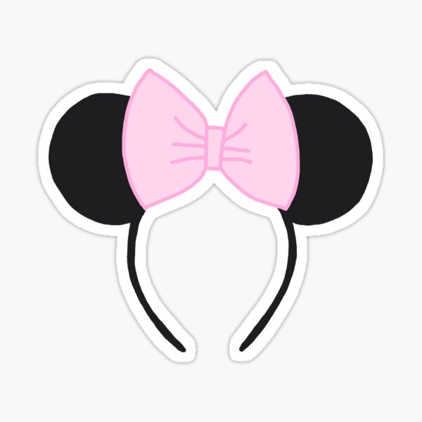Vinyl Girl Cartoon Mouse Pink Bow Stickers 10pc, 1.5 Inch