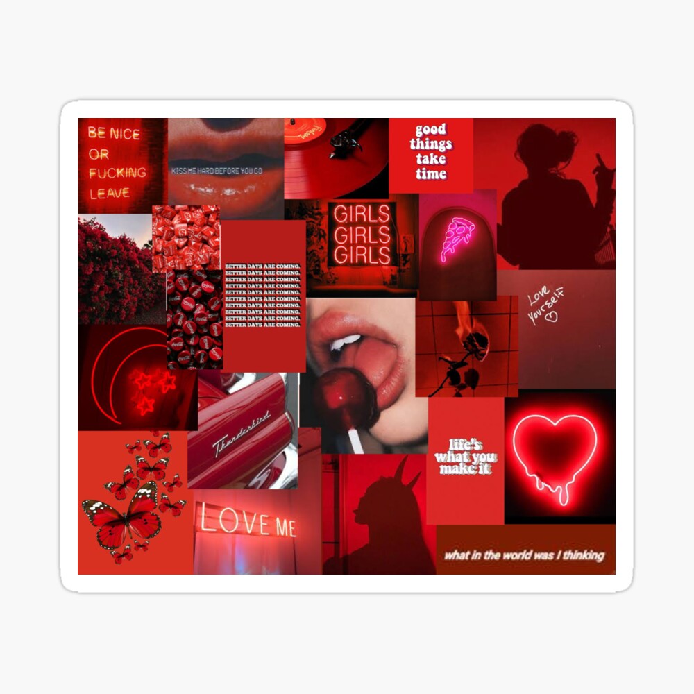Red Aesthetic Collage Poster For Sale By Morgananjos Redbubble