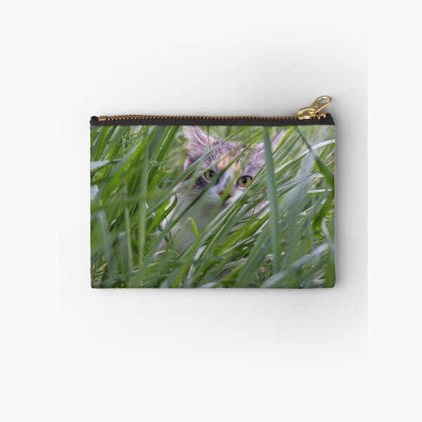 Item preview, Cute kitten hiding in tall grass designed and sold by Pokofoto.