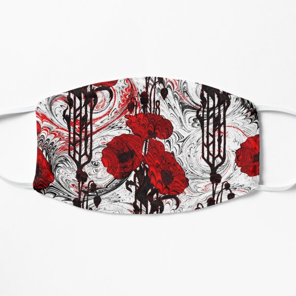 Art Nouveau Poppy Dream III, Red, Black and White Mask