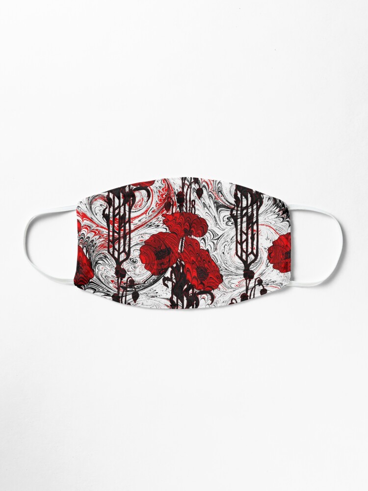 Alternate view of Art Nouveau Poppy Dream III, Red, Black and White Mask