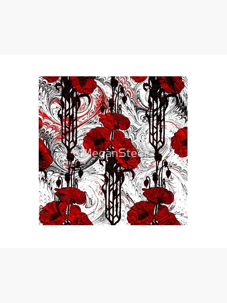 Art Nouveau Poppy Dream III, Red, Black and White by MeganSteer