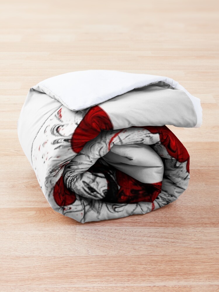Alternate view of Art Nouveau Poppy Dream III, Red, Black and White Comforter