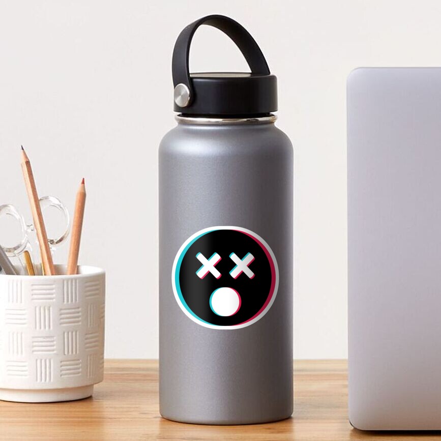 "TikTok XO XO confused emoji smiley Black" Sticker by ThingyDilly