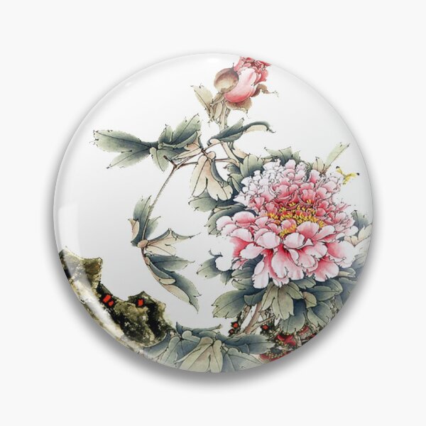 Item preview, Chinese ink painting - pink wild rose with calligraphy designed and sold by Kallandra.