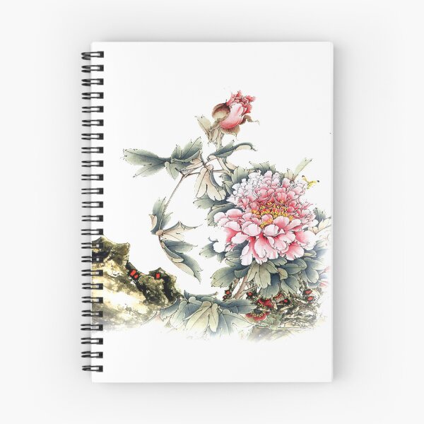 Item preview, Chinese ink painting - pink wild rose with calligraphy designed and sold by Kallandra.