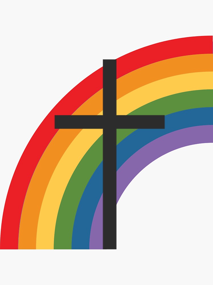 Rainbow Cross Sticker For Sale By Mackenzieh3 Redbubble