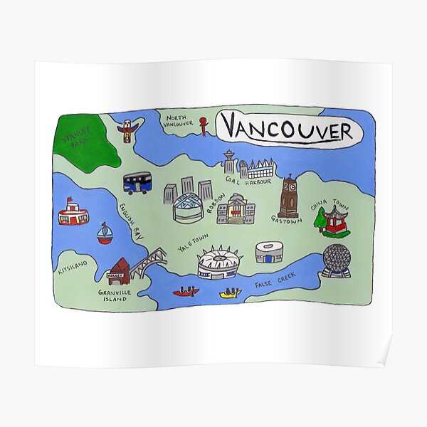 Vancouver, BC - Illustrated Map Poster