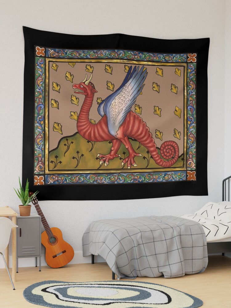 Medieval Manuscript Red Dragon Design