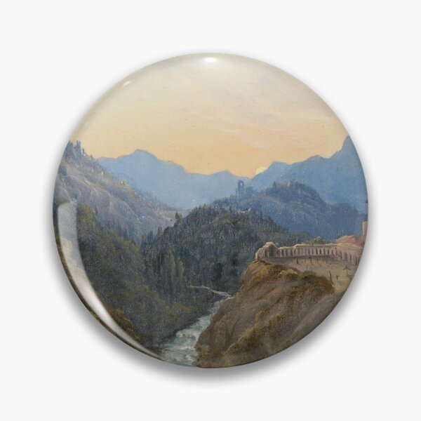 Item preview, Mountainous Landscape with a River Valley and an Abbey at Evening Light (Carus) designed and sold by ArtHistorical.