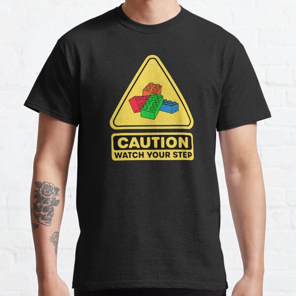 Attention Surveillez votre bloc de construction en brique de jouet étape T-shirt classique