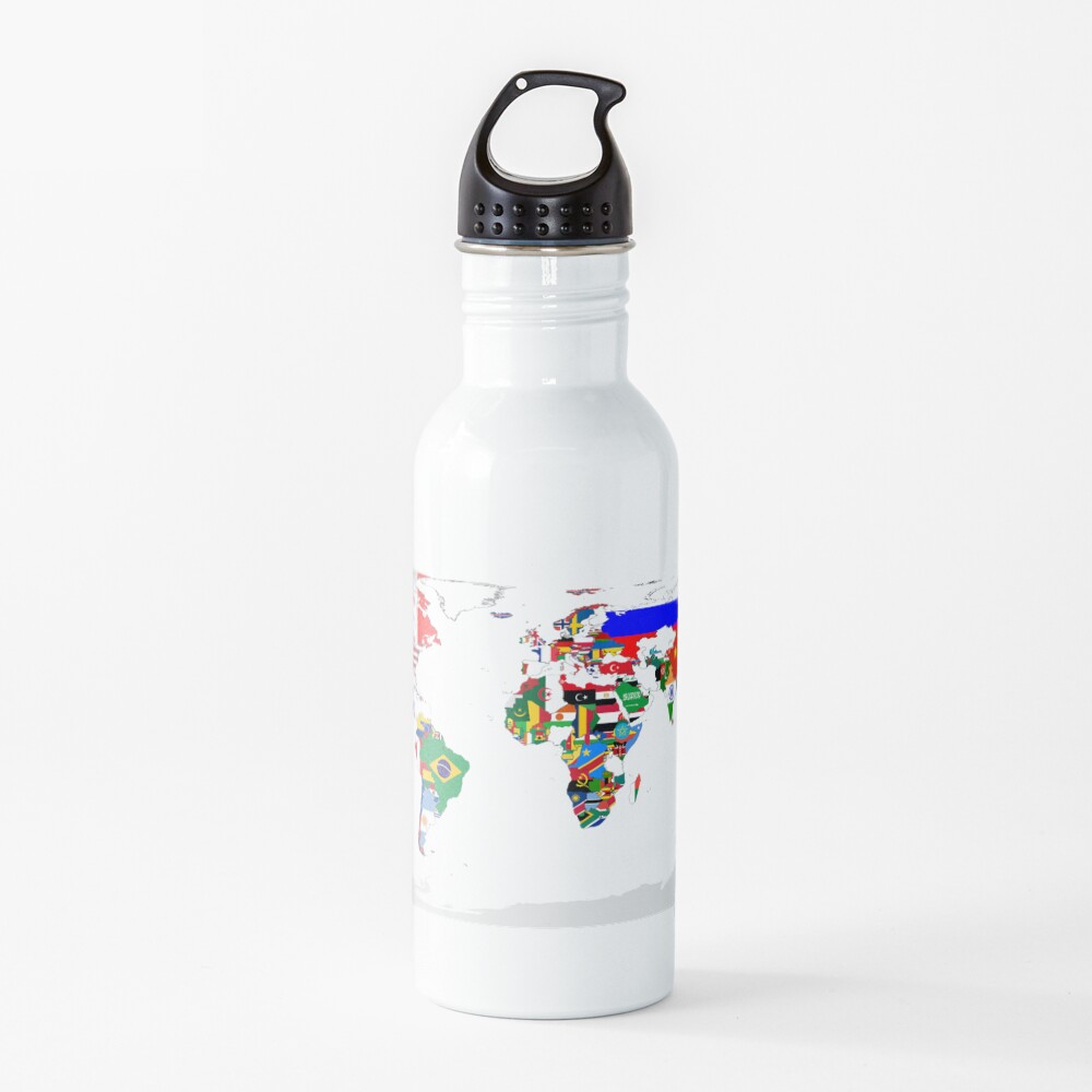 World Map with Country Flags Water Bottle