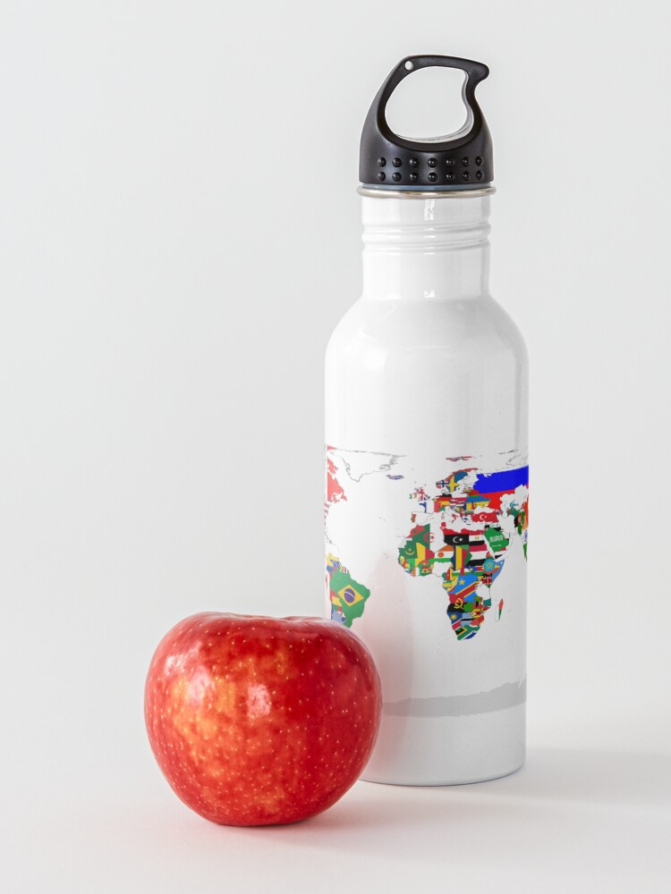 Alternate view of World Map with Country Flags Water Bottle