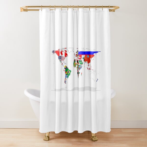 World Map with Country Flags Shower Curtain