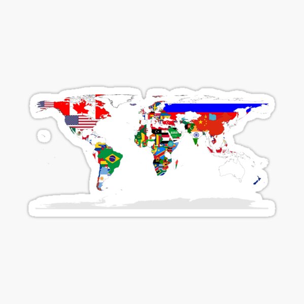 World Map with Country Flags Sticker