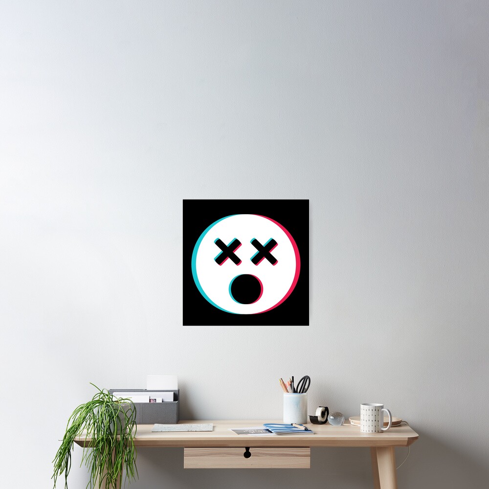 "TikTok XO XO confused emoji smiley White" Poster for Sale by