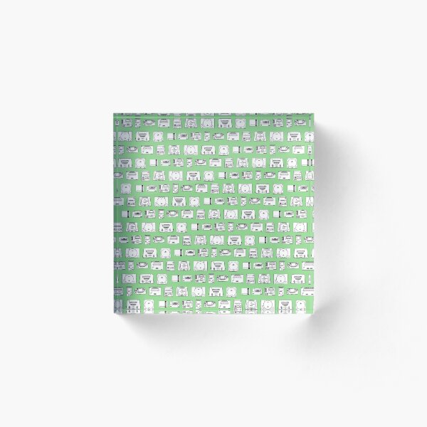 Consoles from the 80s and 90s (Green) Acrylic Block