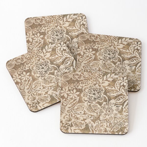 Item preview, Brown and CreamTextured Batik Floral designed and sold by Leslie Rogers Todder.
