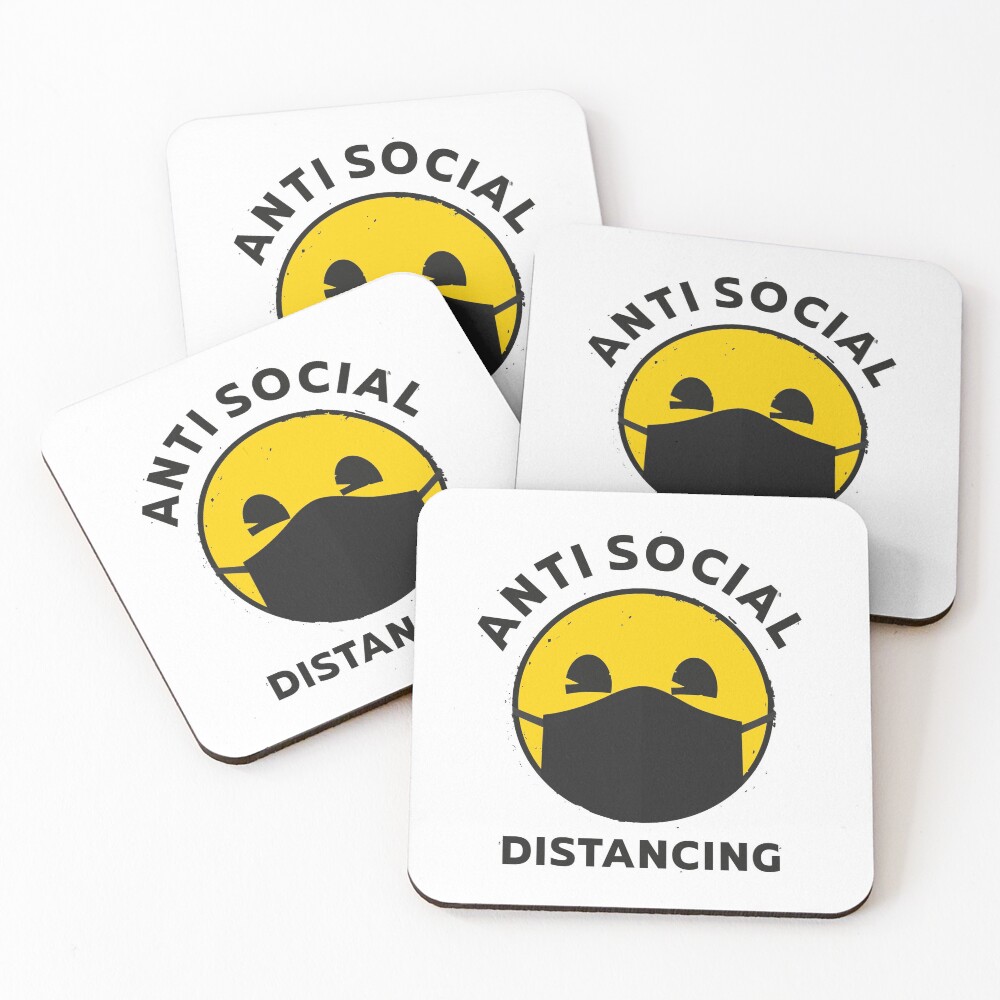 Anti Social Emoji Distancing Coasters (Set of 4)