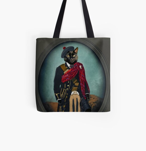 Scottish Black Cat Art - Boris the Bruce- Mouser-in-Chief All Over Print Tote Bag