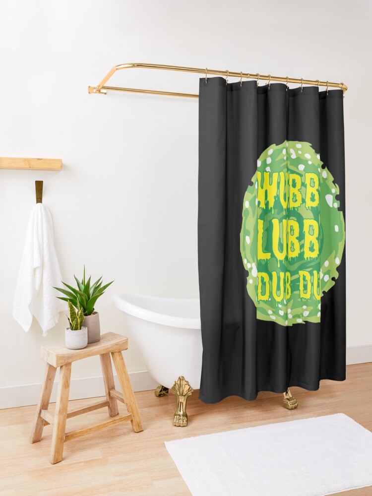 Alternate view of Wubba Lubba Dub Dub Shower Curtain