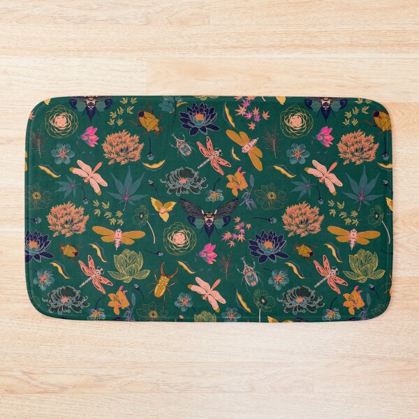 Item preview, Japanese flowers insects green designed and sold by Chelsea Swan.